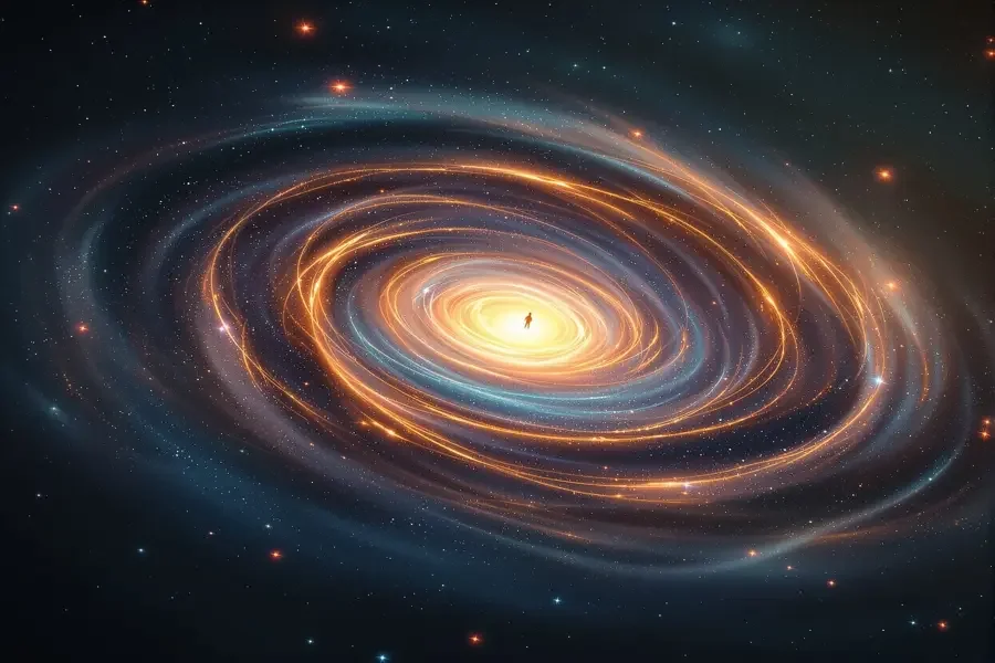科幻星际特辑封面：行星地平线上的旋涡星系